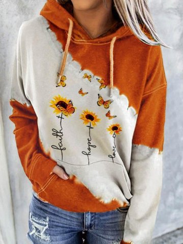 Women's Faith Hope Love Sunflower Print Sweatshirt