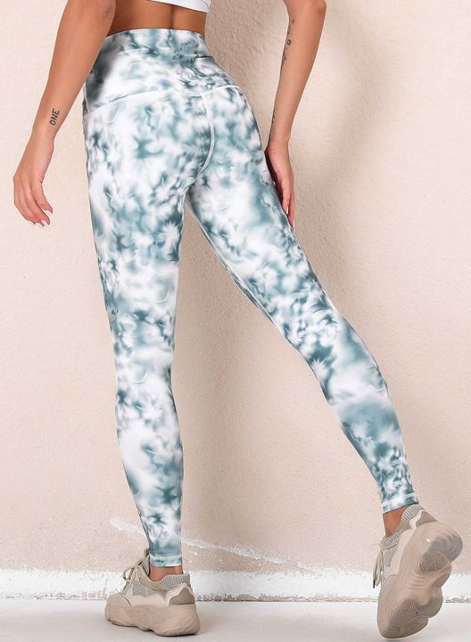 Women's Leggings Slim Color Block Tiedye Mid Waist Casual Full Length Track Pants