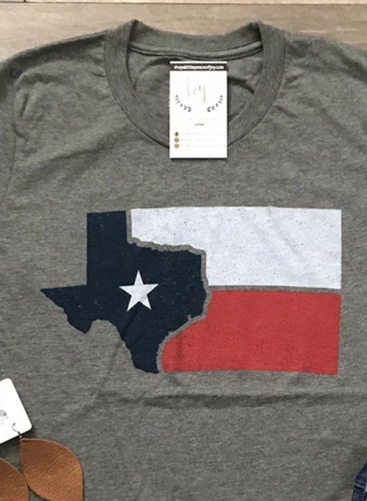Women's T-shirts Texas Flag Print Short Sleeve Round Neck Daily Texas independence day T-shirt