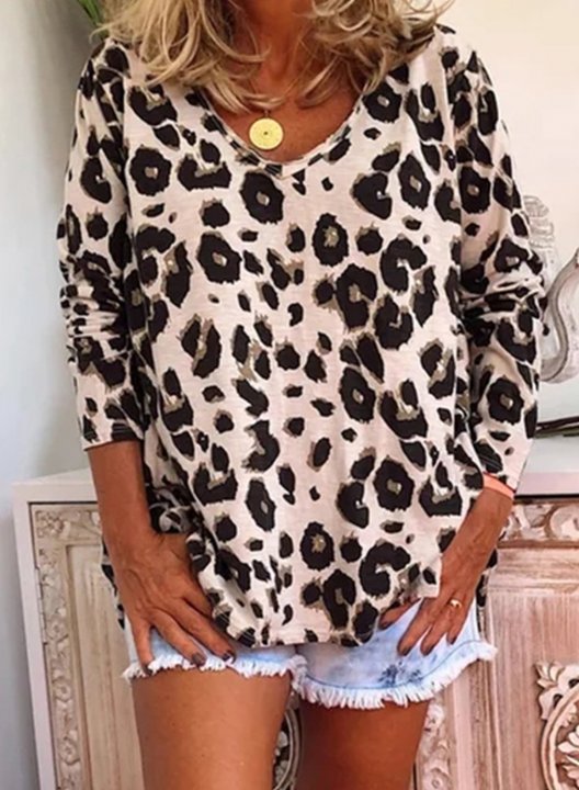 Cotton Long Sleeve Leopard Print Shirt