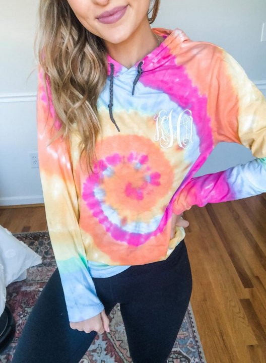 Rainbow Tie Dye Drawstring Hoodie