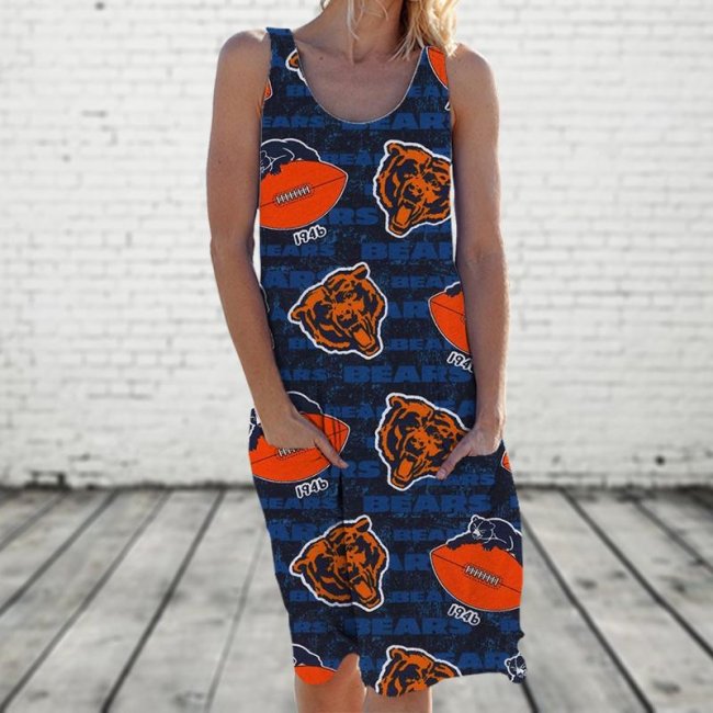 CHICAGO BEARS Round Neck Sleeveless Knit Dress Vest