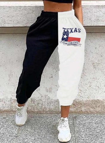 Women's Joggers Color Block Flag Texas Independence Day High Waist Daily Casual Jogger