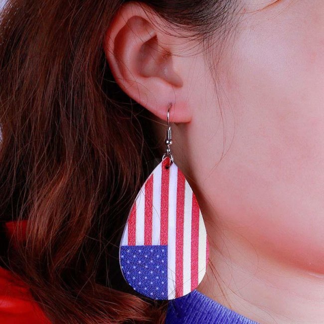 National Flag Football Basketball Football Volleyball Double-Sided Pu Leather Earrings