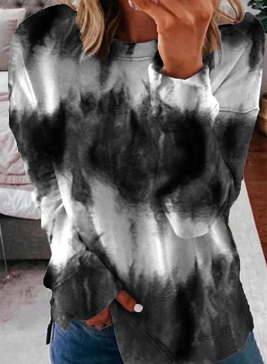 Tie Dye Round Neck Long Sleeves Sweatshirt