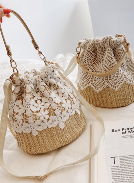 Women's Handbags Solid Lace Floral Woven Straw Handbags