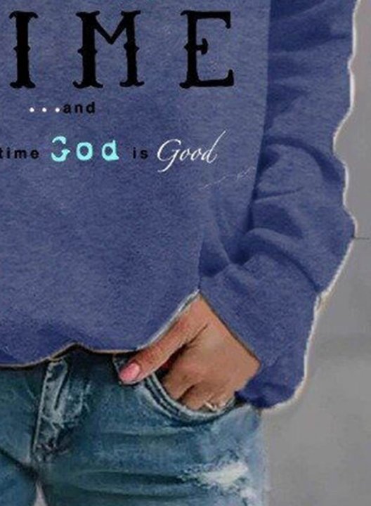 Women's God is Good All The Time Quotes Sweatshirt Solid Letter Long Sleeve Round Neck Daily Casual Sweatshirt