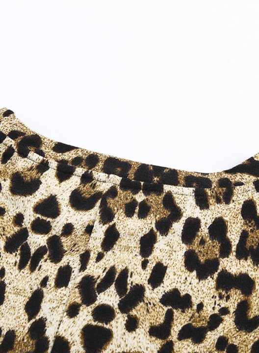 Leopard Round Neck Long Sleeve Tunic Sweatshirt