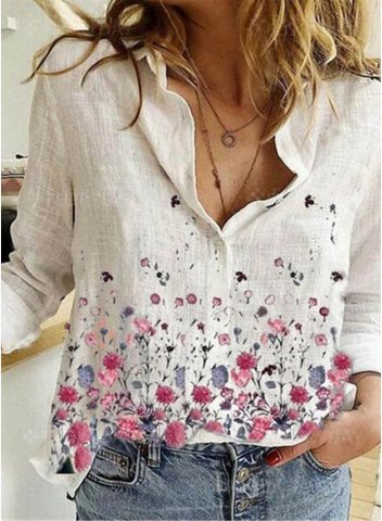 Women's Blouse Floral V Neck Long Sleeve Work Daily Casual Spring Blouse