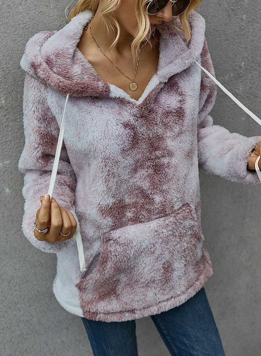 Winter Fashion Tie-Dye Hooded Women's Thick Sweatshirt