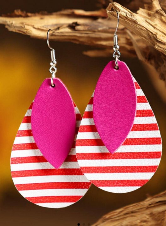 Leopard Striped Dual-Layered PU Leather Earrings