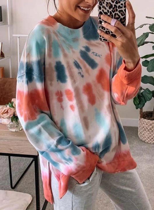 Women's Tie Dye Crew Neck Long Sleeve Sweatshirt