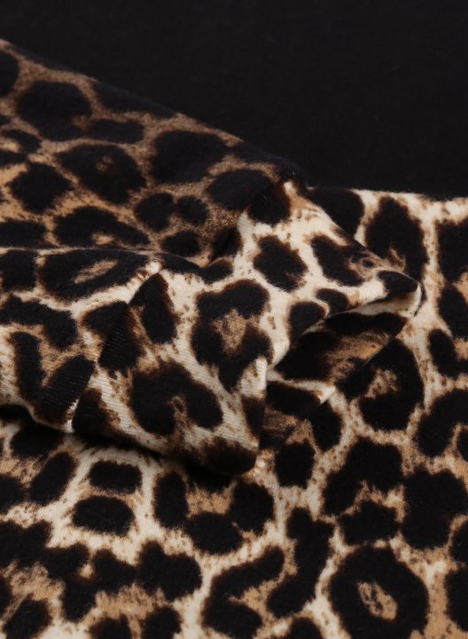 Leopard/Color Block Long Sleeve Round Neck Sweatshirt