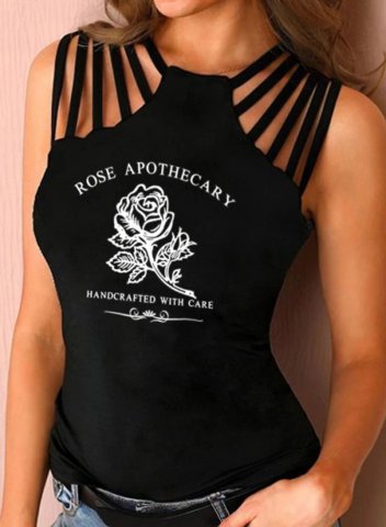 Women's Rose Apothecary Tank Tops Letter Sleeveless Hollow Out Tank Top