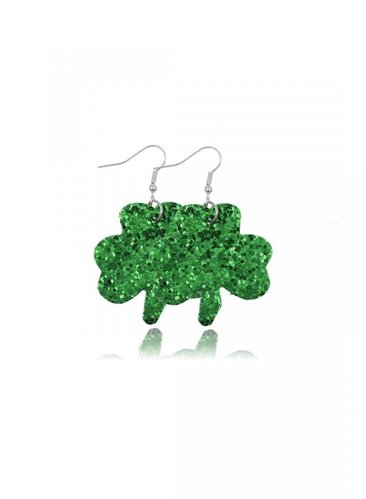 Women's Earrings Solid Plant St Patrick's Day Clover Leather Earrings