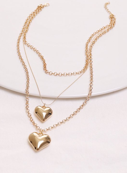 Women's Necklaces Solid Heart-shaped Alloy Necklaces