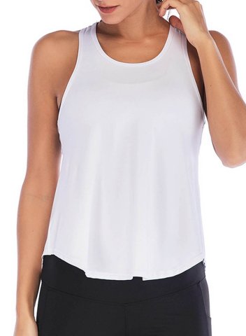 Women's Tank Tops Solid Sleeveless Round Neck Casual Sporty Tank Top