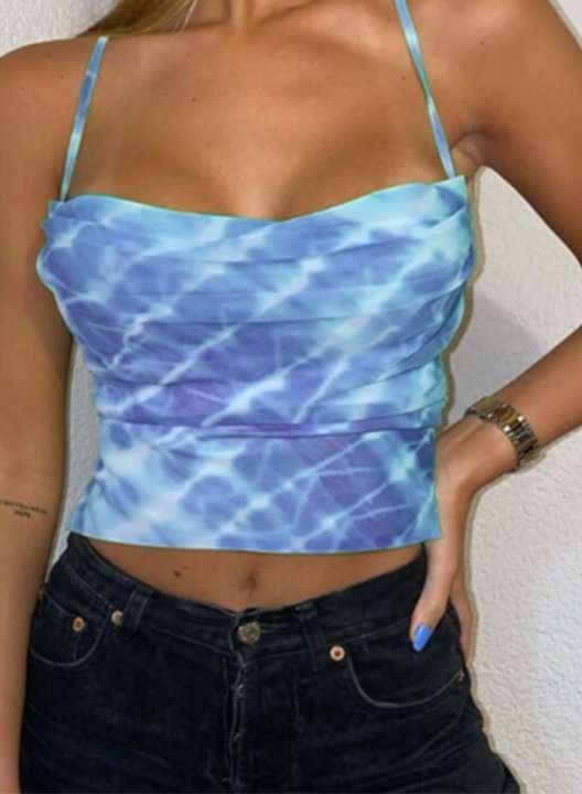 Women's Tank Tops Camouflage Tiedye Sleeveless Off Shoulder Daily Tank Top