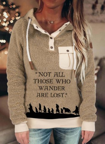 Not All Who Wander Are Lost Women's Hoodies Drawstring Long Sleeve Solid Button Letter Casual Hoodies
