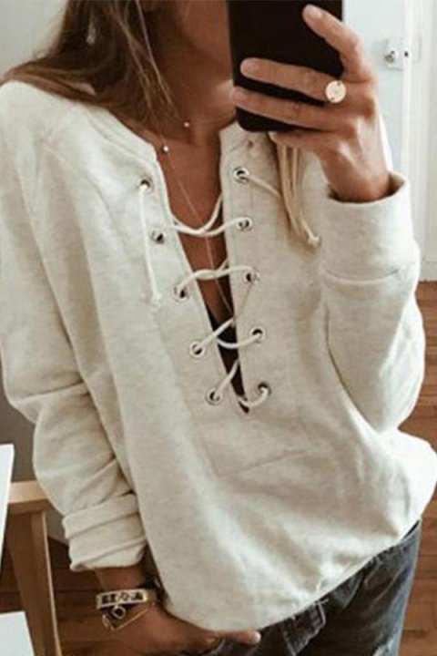 Tie Collar Plain Casual Sweatshirts