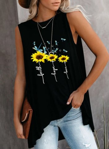 Women's Tank Tops Floral Sleeveless Round Neck Casual Tank Top