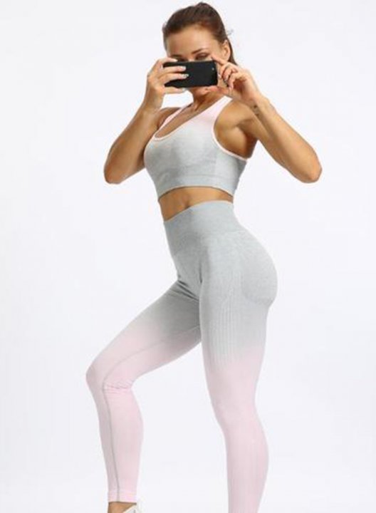 Women's Suits Slim High-waist Hip Lift Seamless Gradient Yoga Sports Suit