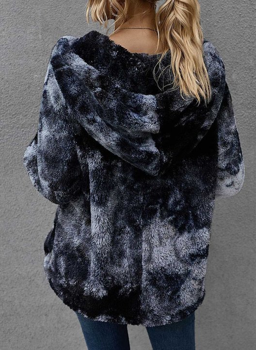 Winter Fashion Tie-Dye Hooded Women's Thick Sweatshirt