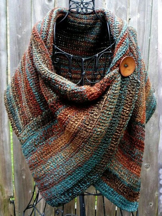 Women's Casual Multicolor Stripes Round Neck Scarves & Shawls