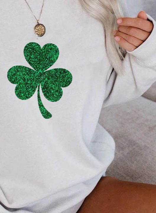 Women's St Patrick's Day Shamrock Sweatshirt Casual Shamrock Color Block Round Neck Long Sleeve Daily Pullovers