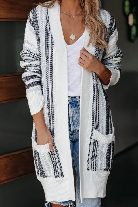 Women's Cardigans Pocketed Cotton Blend Cardigan