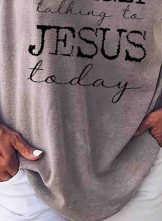 Women's T-shirts Letter I'm Only Talking To Jesus Today Short Sleeve V Neck Daily Casual T-shirt