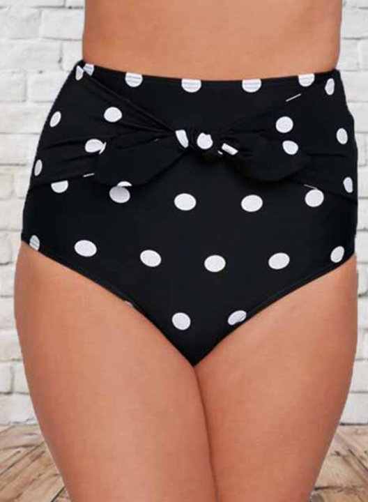 Women's Swim Shorts High Waist Polka Dot Knot Swim Shorts