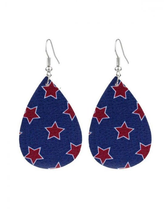 Women's Leather Drop Flag Earrings