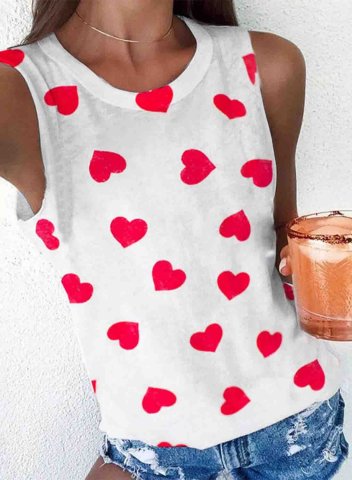 Women's Heart Tank Shirts Sleeveless Round Neck Daily Casual Tank Top