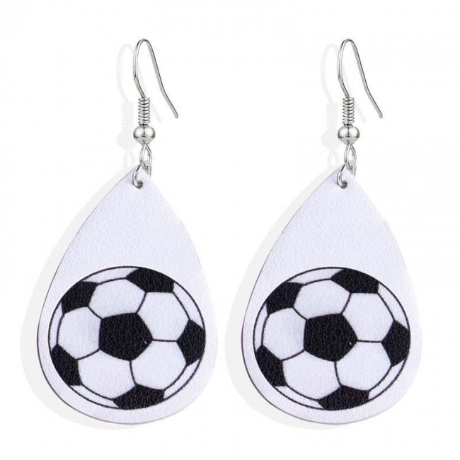 National Flag Football Basketball Football Volleyball Double-Sided Pu Leather Earrings