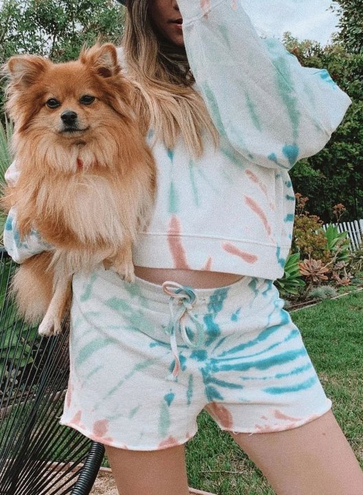 Tie-dye Crop Top Pajama Set