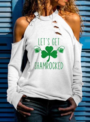 Women's St Patrick's Day Sweatshirt Let's Go Shamrocked Round Neck Long Sleeve Casual T-shirts