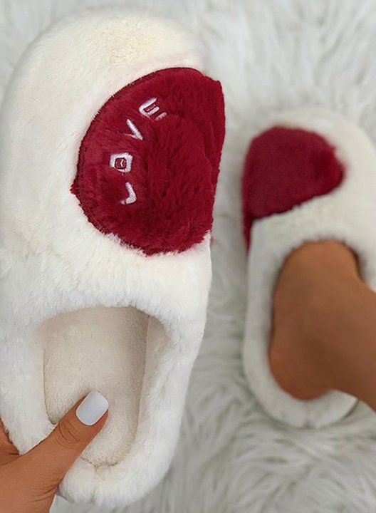 Women's Slippers Suede Plush Color Block Indoor Winter Slippers