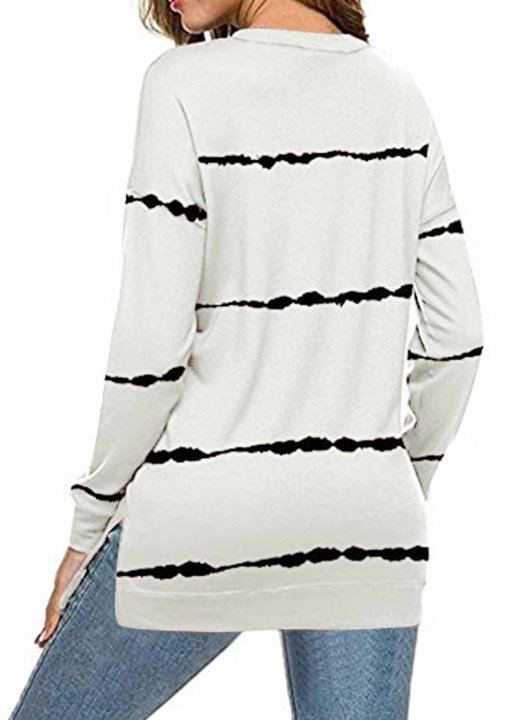 Striped Abstract Long Sleeve Casual Sweatshirt