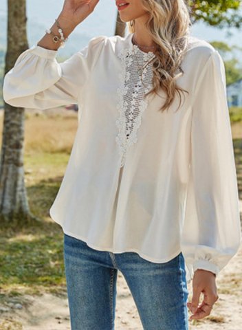 Women's Shirts Solid Long Sleeve Round Neck Daily Shirt