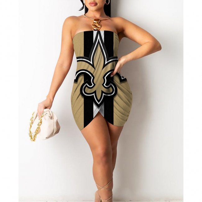 New Orleans Saints Printed Irregular Bandeau Midi Dress