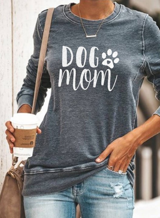 Women's Dog paw print Print Round Neck Daily Sweatshirt