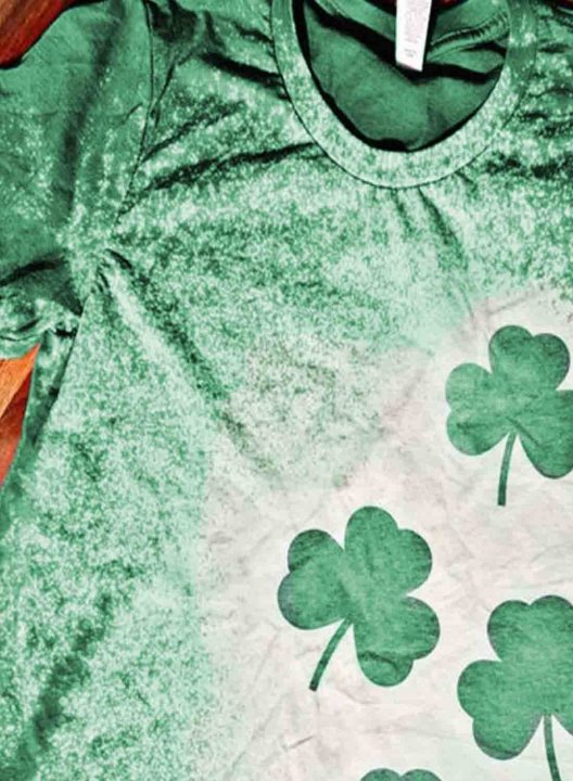 Women's T-shirts St Patrick's Day Clover Print Short Sleeve Round Neck Daily T-shirt