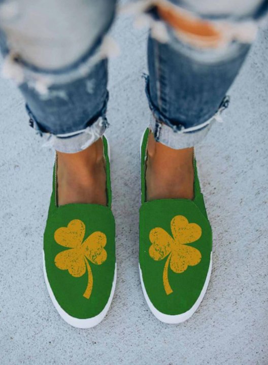 Women's Canvas Sneakers Green Saint Patrick's Day Shamrock Print Canvas Shoes