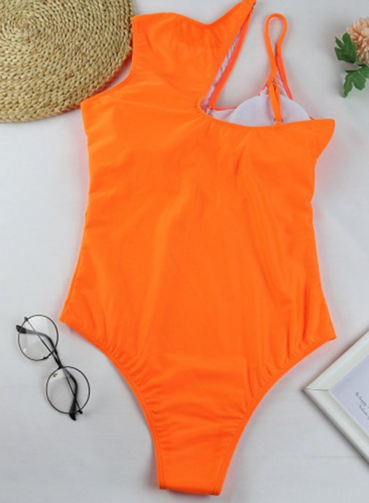 Women's One Piece Swimwear Solid Round Neck Summer One-Piece Swimsuits One-Piece Bathing Suits