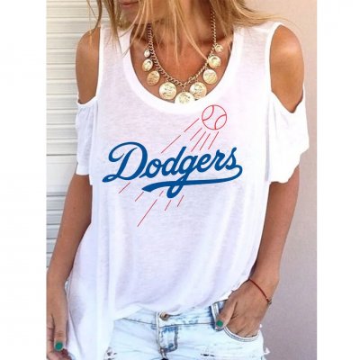 Women's Los Angeles Dodgers Printed Short Sleeve Casual Top