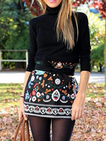 Fashion Solid Color Stitching Retro Pattern Sweater Dress