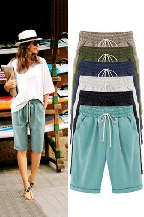 Gathered Self-tie Casual Shorts Pants