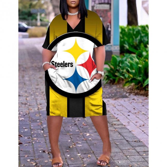 Pittsburgh Steelers print pocket dress