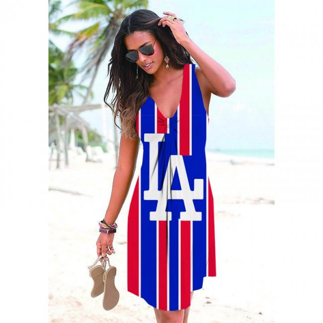 Los Angeles Dodgers Team Beach Wind V-Neck Knotted Sundress